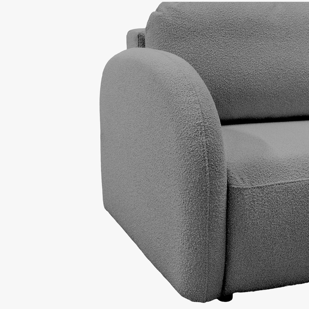 SYNA Canapé 3 places convertible en tissu bouclette gris - Canapés convertibles - Mobilier Deco