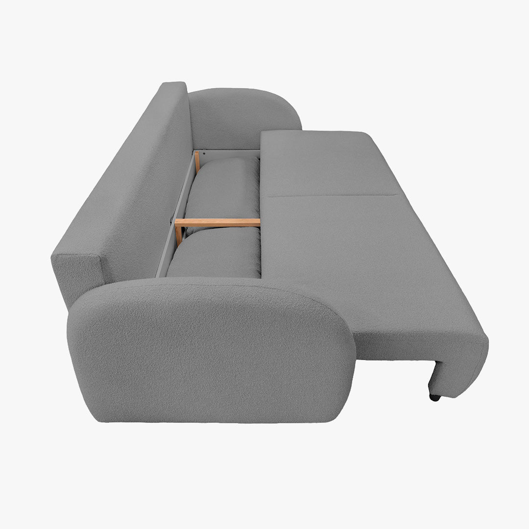 SYNA Canapé 3 places convertible en tissu bouclette gris - Canapés convertibles - Mobilier Deco
