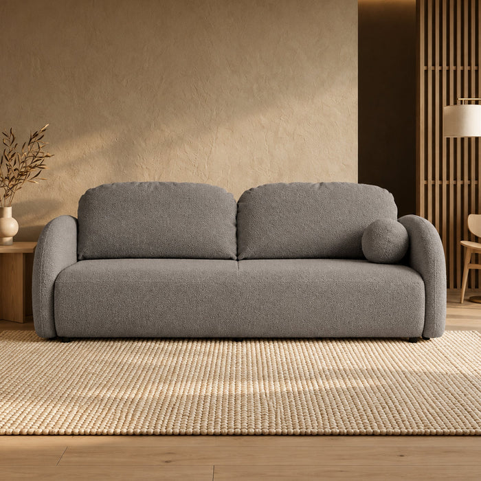 SYNA Canapé 3 places convertible en tissu bouclette gris – Canapés convertibles Mobilier Deco