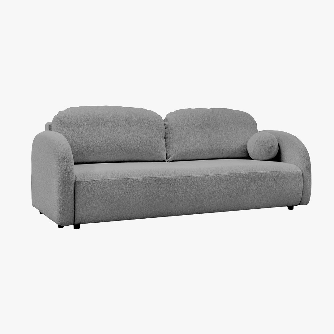 SYNA Canapé 3 places convertible en tissu bouclette gris - Canapés convertibles - Mobilier Deco