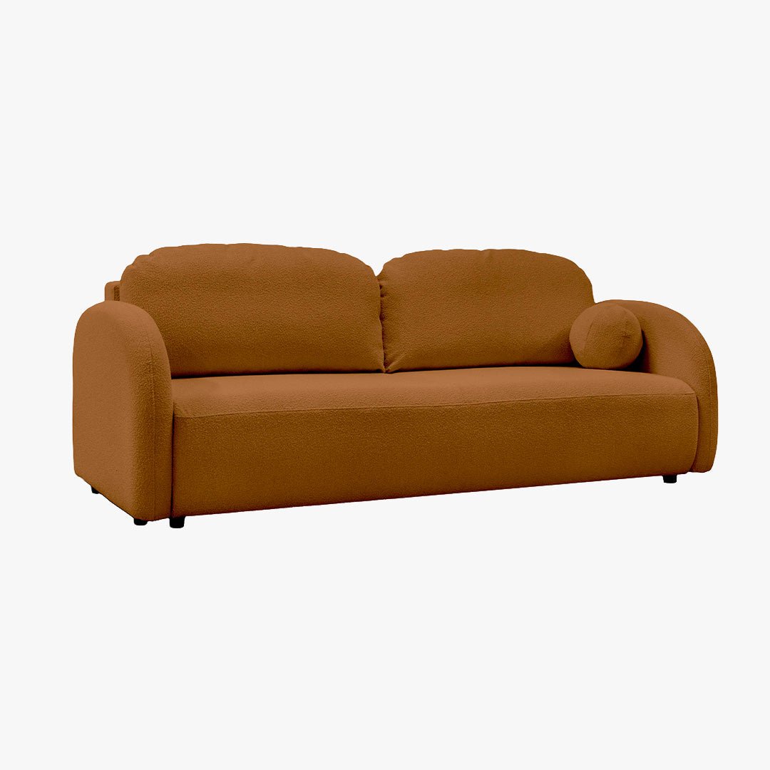SYNA Canapé 3 places convertible en tissu bouclette orange - Canapés convertibles - Mobilier Deco