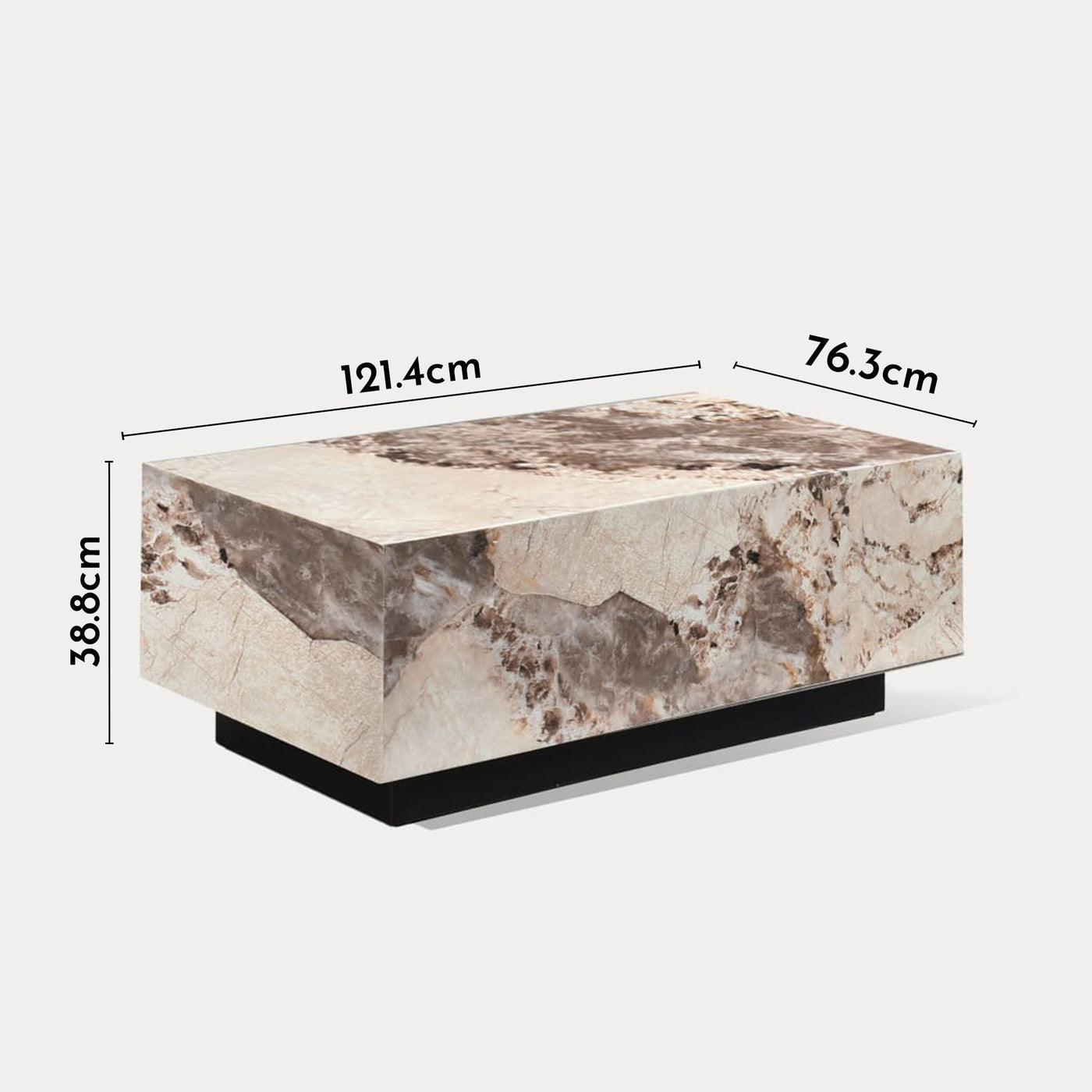 TANIA Table basse rectangulaire marbre d'ingénierie beige et marron - Table basse - Mobilier Deco