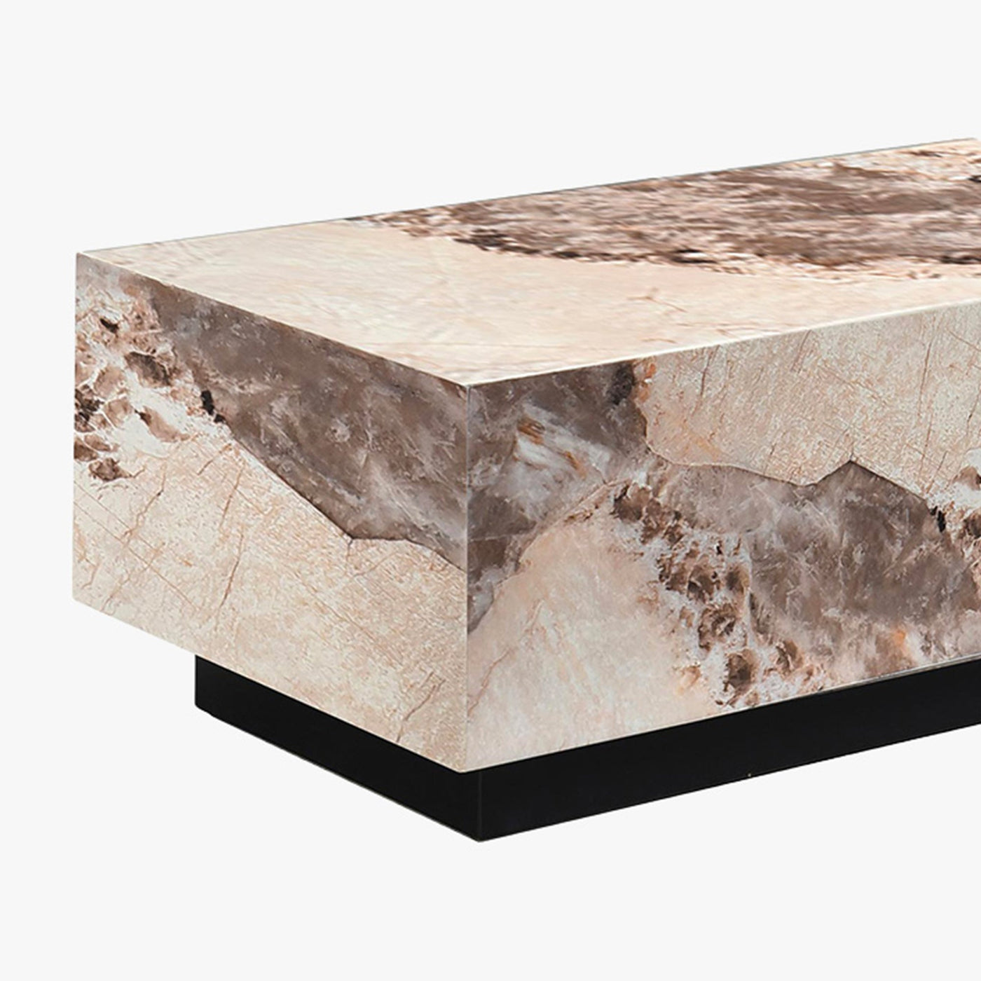 TANIA Table basse rectangulaire marbre d'ingénierie beige et marron - Table basse - Mobilier Deco