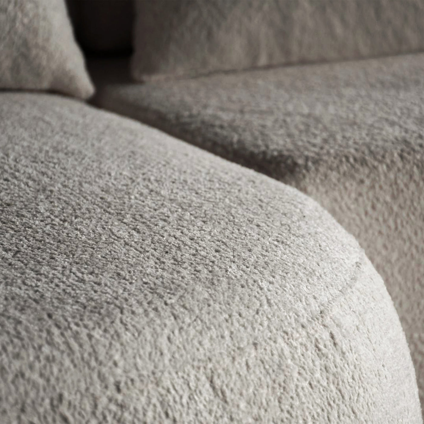 TAYLA Canapé d'angle convertible avec coffre en tissu bouclette beige - Angle gauche - Canapé d'angle convertible