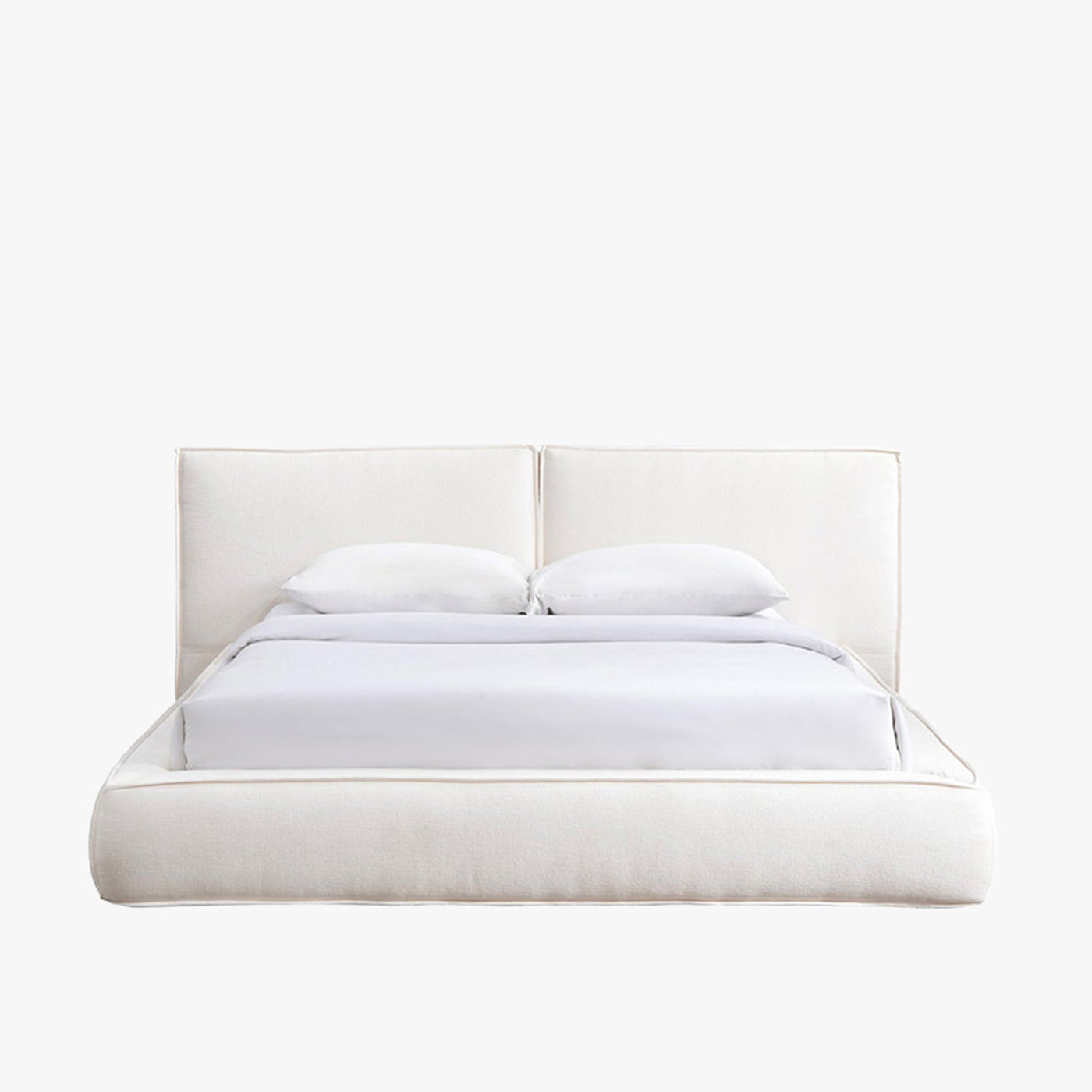 TAYSI Lit double en velours blanc écru 160x200 cm - Lits - Mobilier Deco