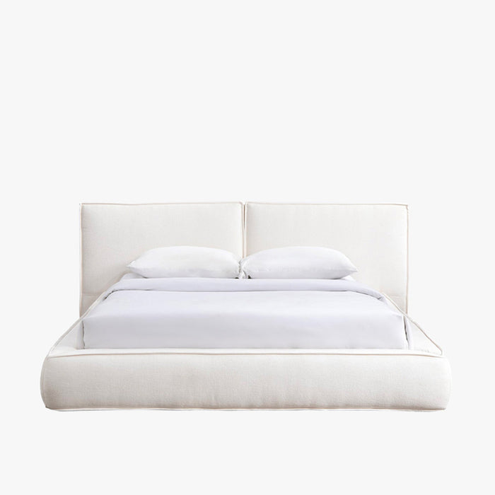 TAYSI Lit double en velours blanc écru 160x200 cm