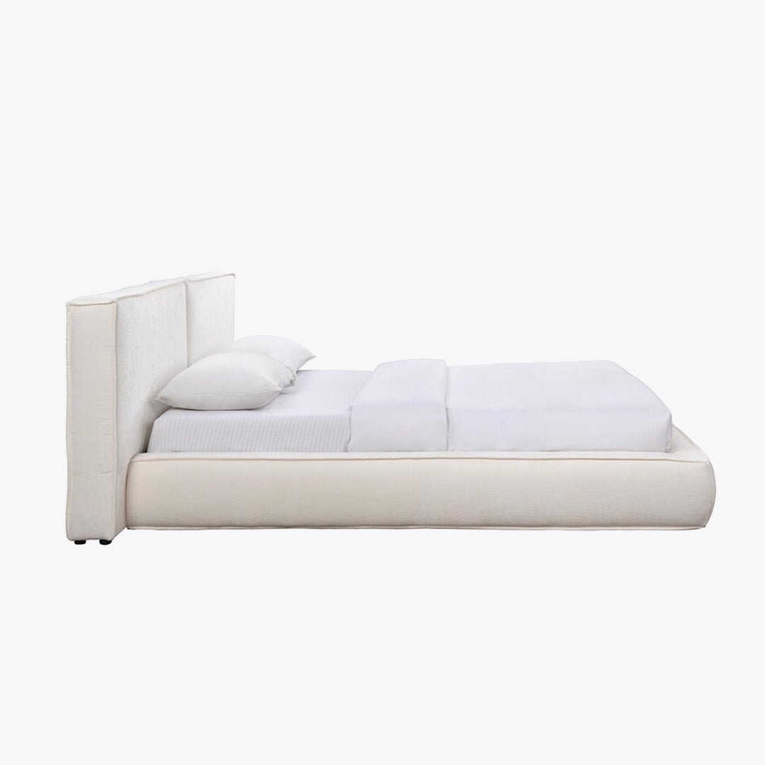 TAYSI Lit double en velours blanc écru 180x200 cm - Lits - Mobilier Deco