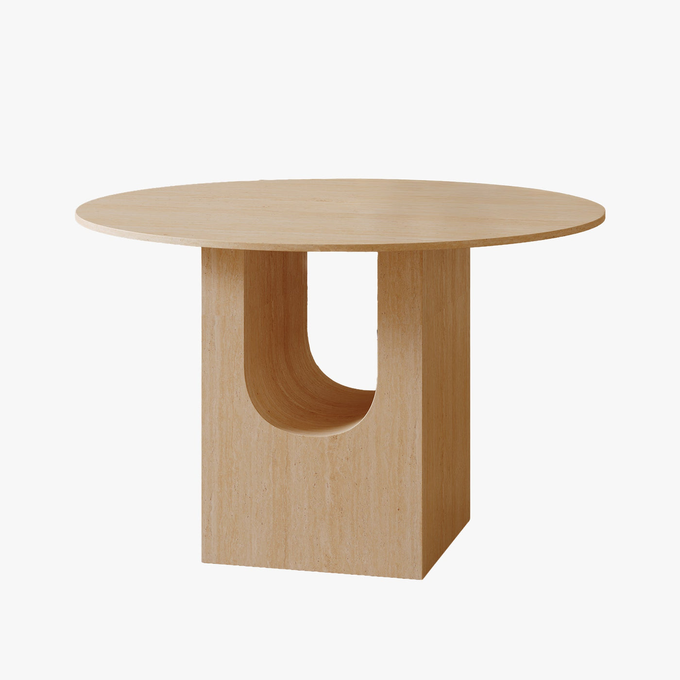 TAYZA Table à manger ronde en marbre d'ingénierie couleur travertin - Table à manger - Mobilier Deco
