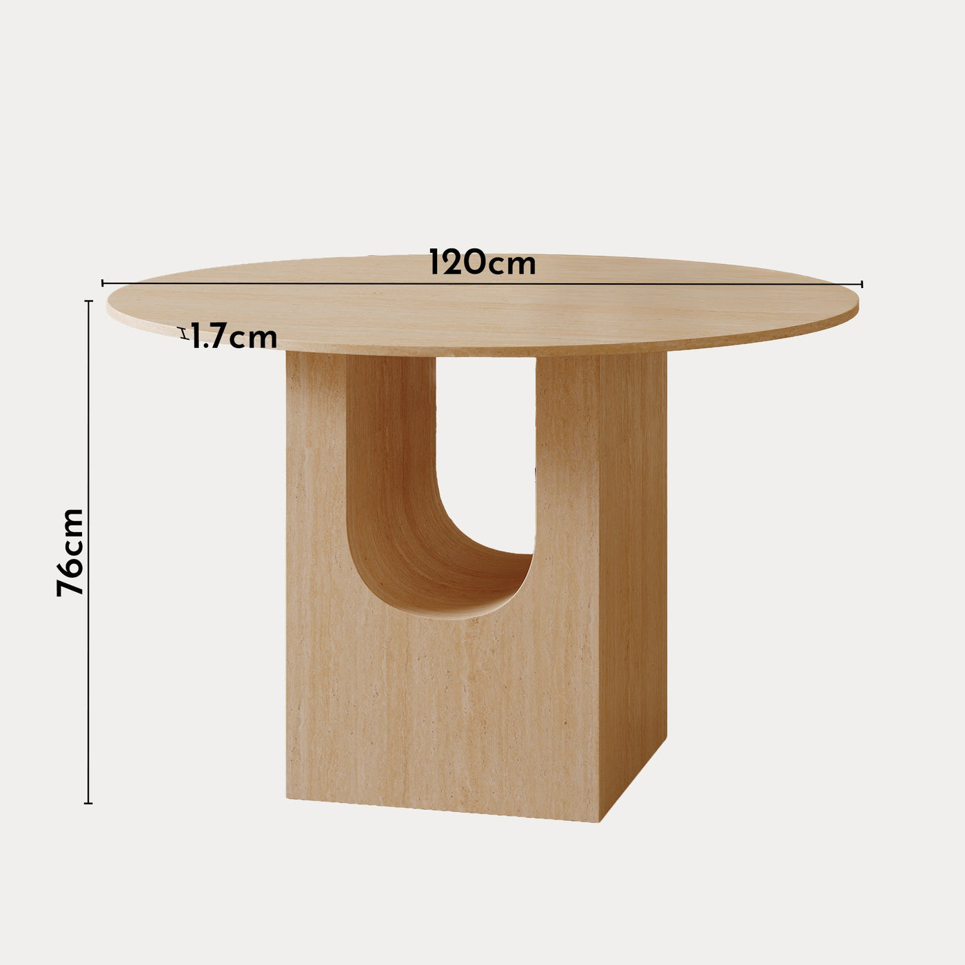 TAYZA Table à manger ronde en marbre d'ingénierie couleur travertin - Table à manger - Mobilier Deco