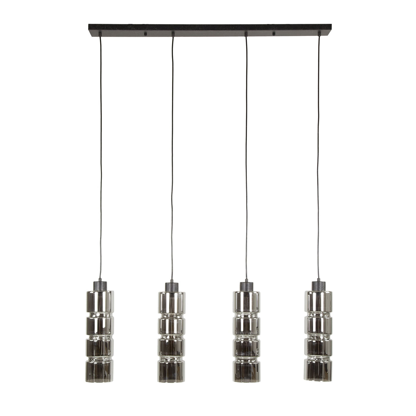 THEA Suspension en tube 4 lampes en métal noir 105x150 cm - Luminaires - Mobilier Deco