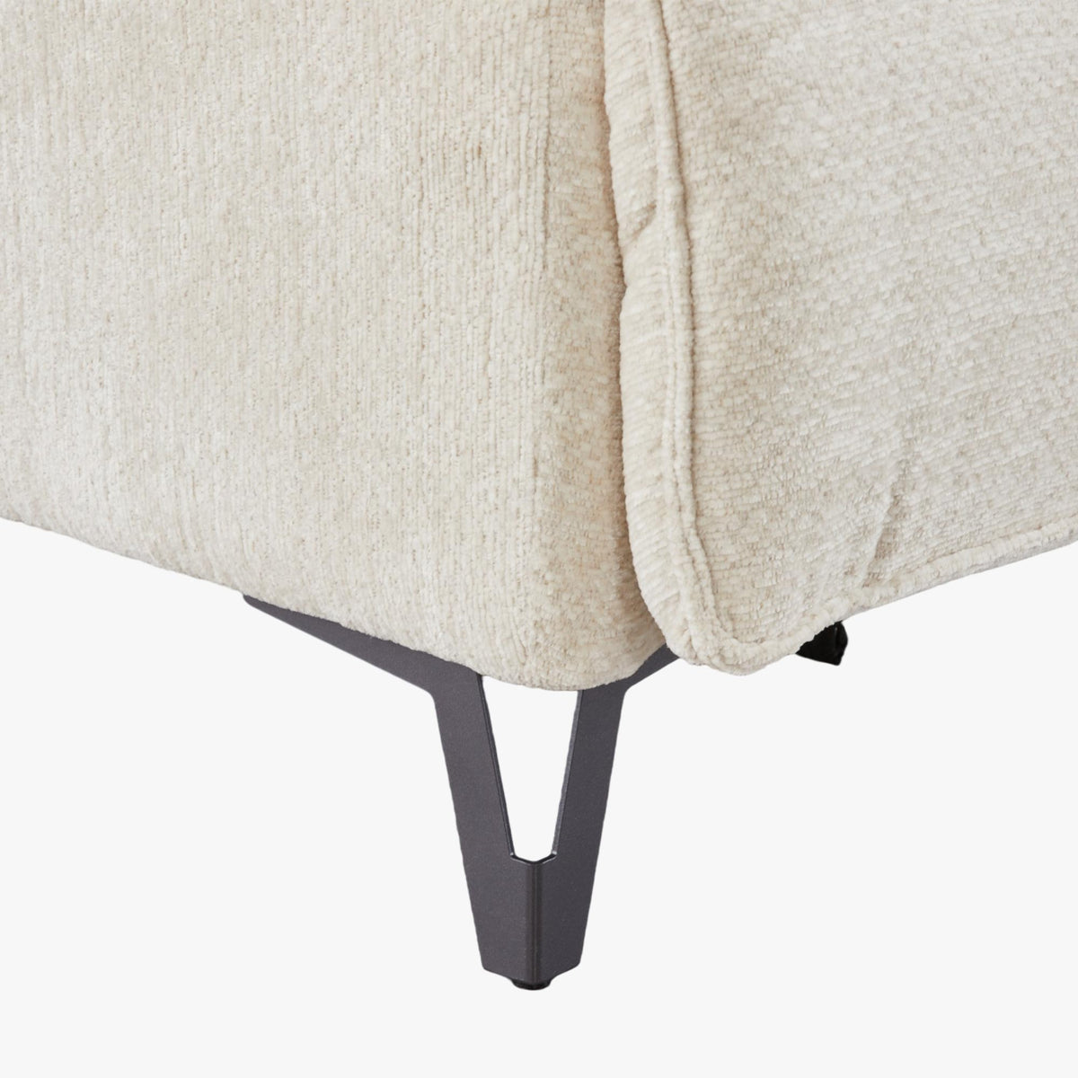 TIAM Canapé d'angle relax électrique en tissu matelassé beige - Angle droit - Canapé relax - Mobilier Deco