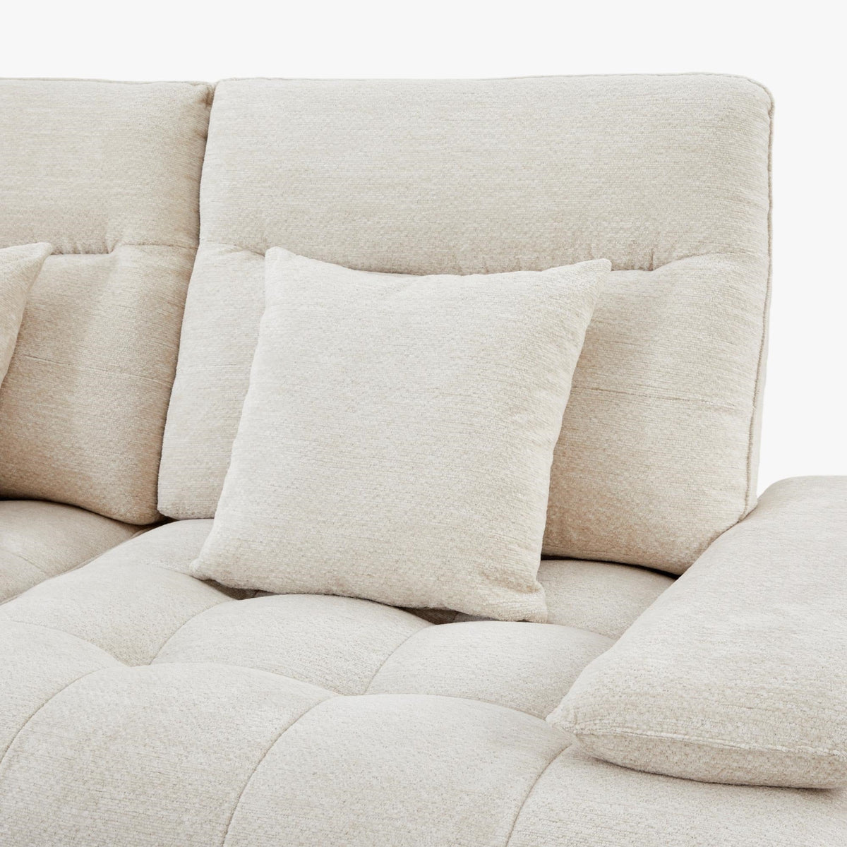 TIAM Canapé d'angle relax électrique en tissu matelassé beige - Angle gauche - Canapé relax - Mobilier Deco