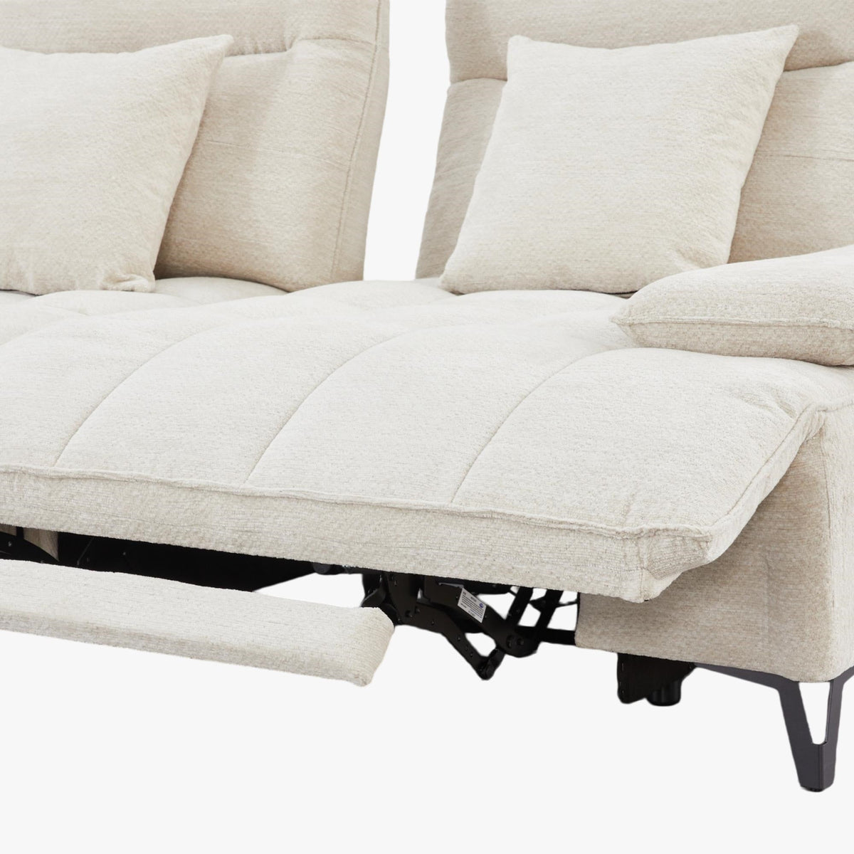 TIAM Canapé d'angle relax électrique en tissu matelassé beige - Angle gauche - Canapé relax - Mobilier Deco