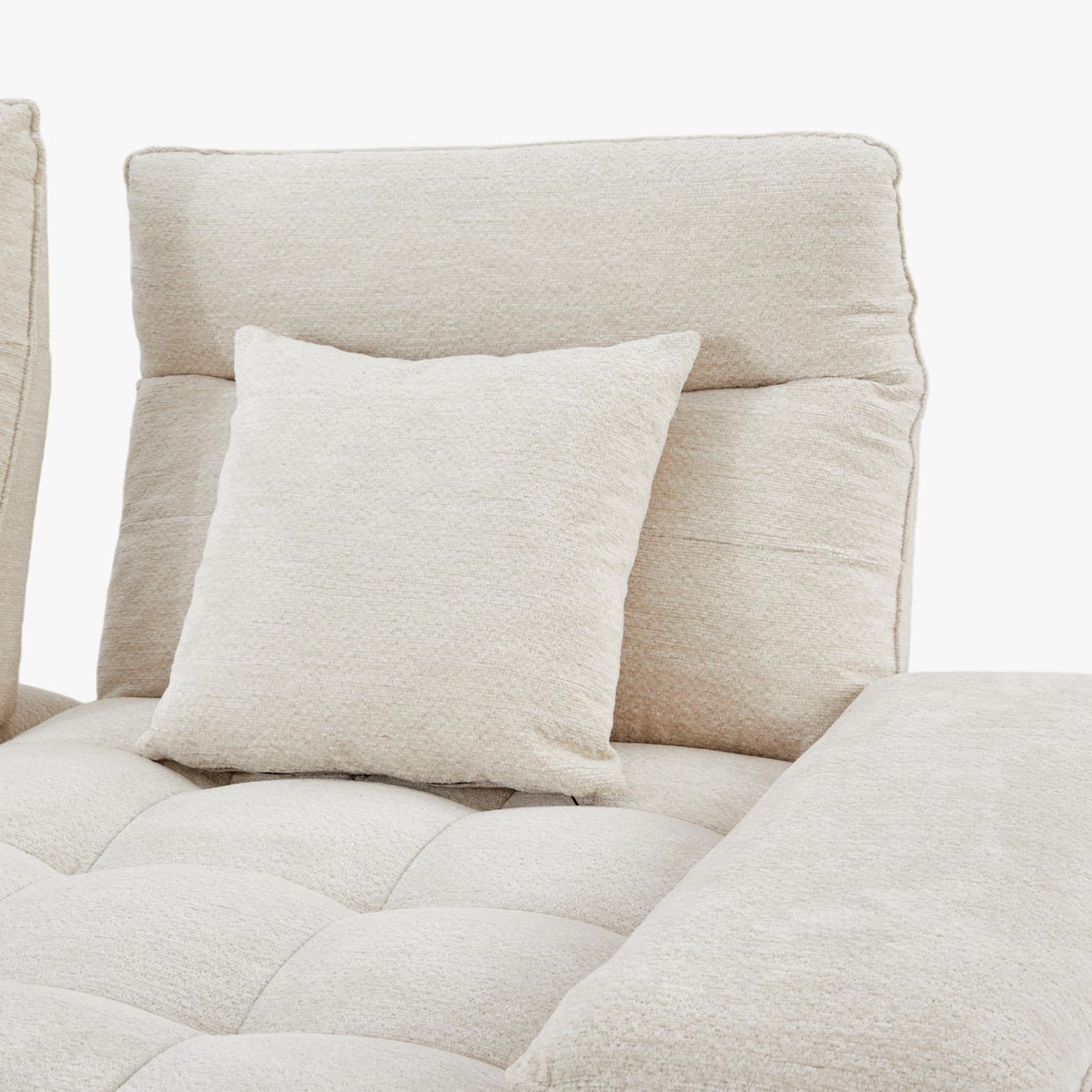 TIAM Canapé d'angle relax électrique en tissu matelassé beige - Angle gauche - Canapé relax - Mobilier Deco