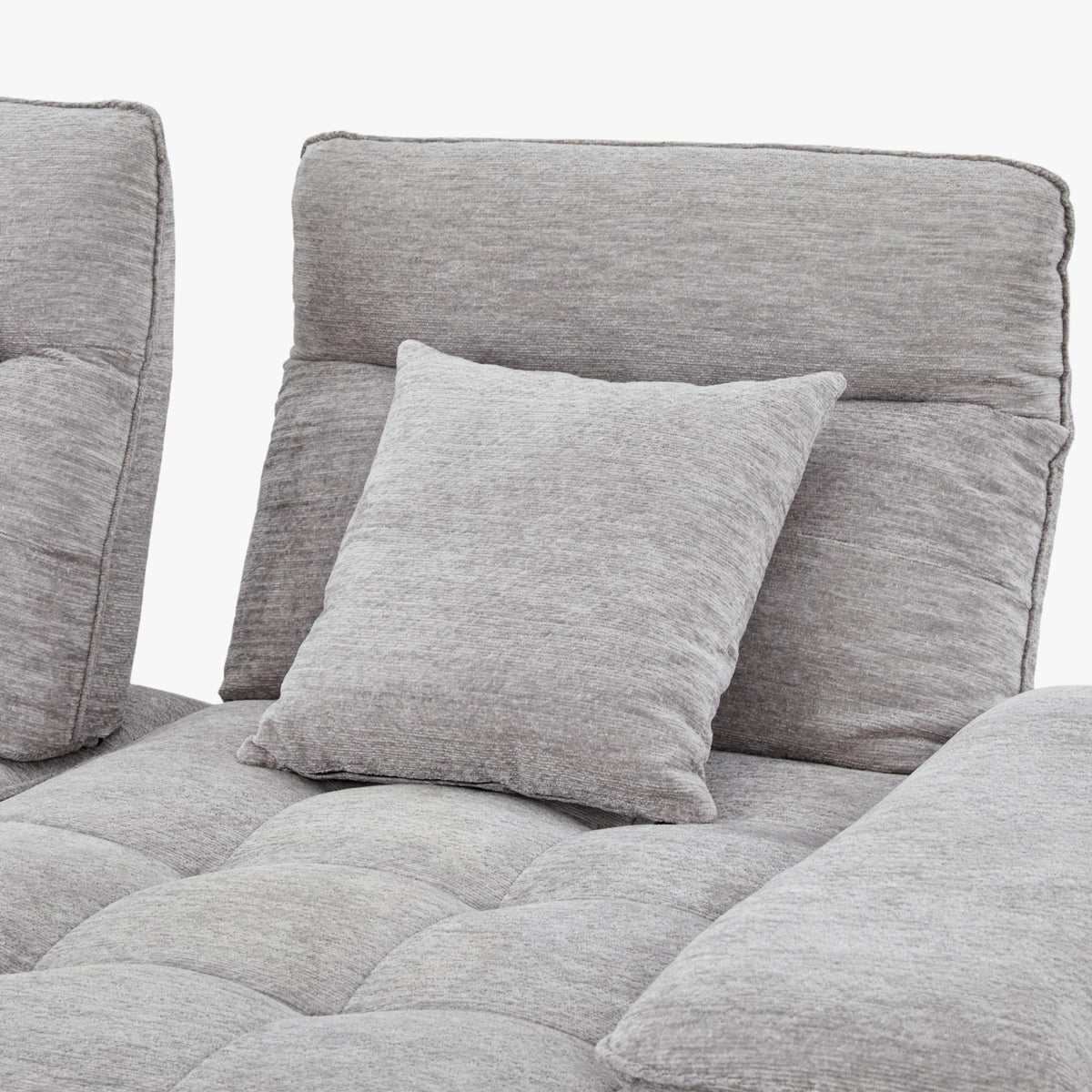 TIAM Canapé d'angle relax électrique en tissu matelassé gris - Angle droit - Canapé relax - Mobilier Deco