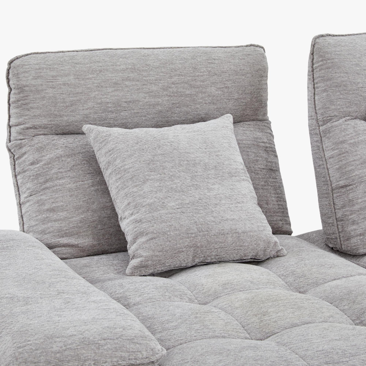 TIAM Canapé d'angle relax électrique en tissu matelassé gris - Angle gauche - Canapé relax - Mobilier Deco