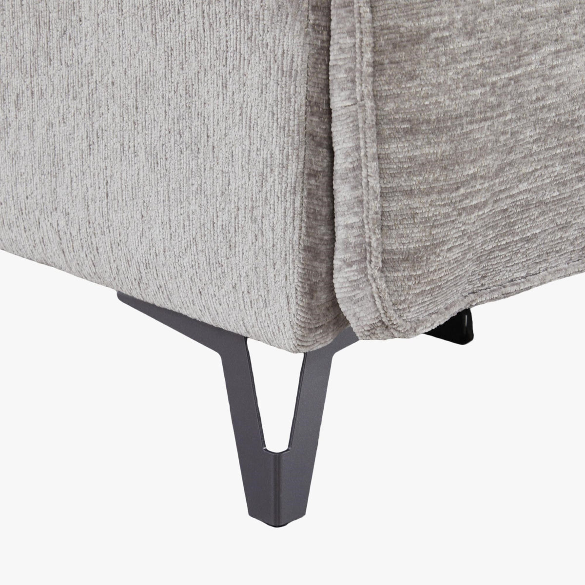 TIAM Canapé d'angle relax électrique en tissu matelassé gris - Angle gauche - Canapé relax - Mobilier Deco