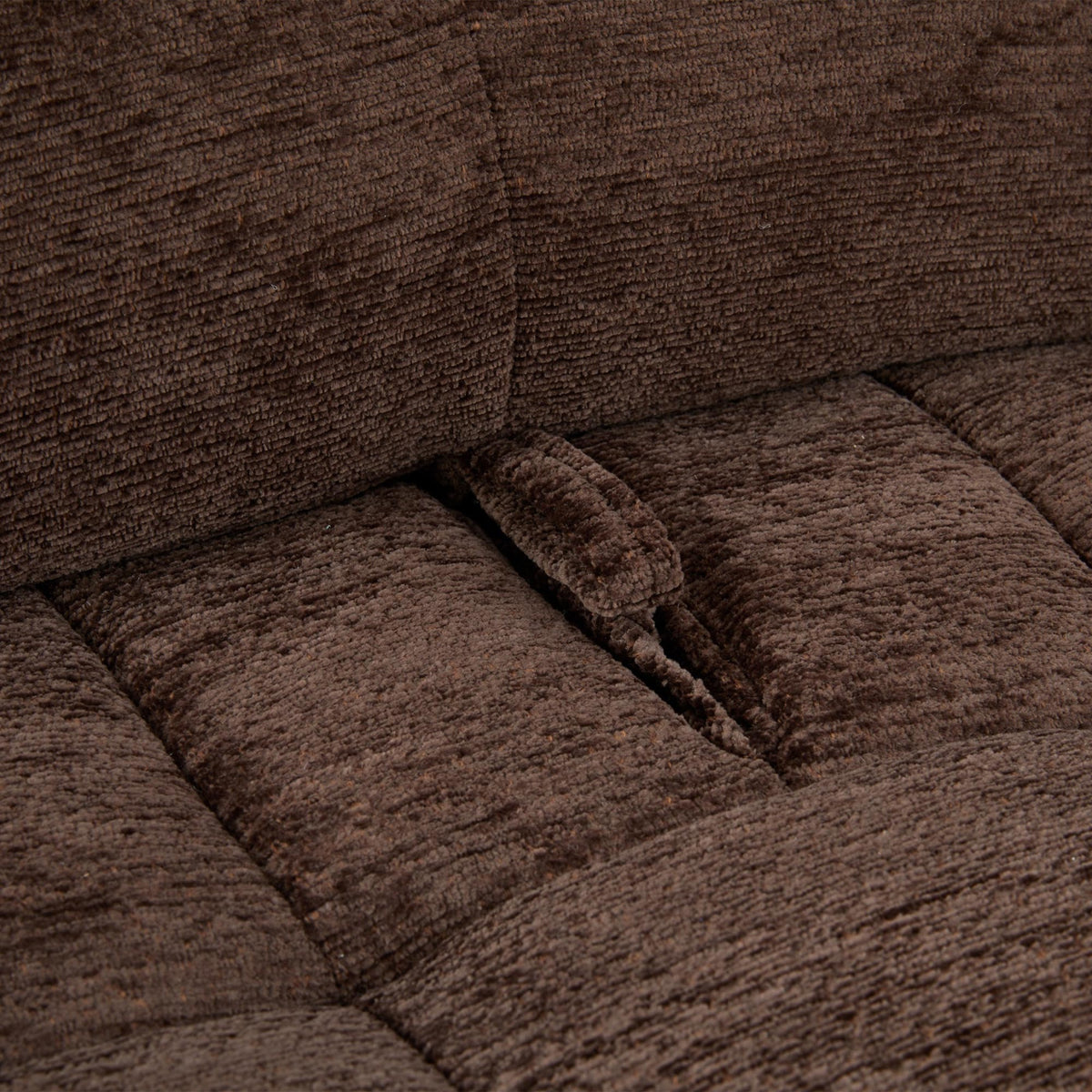 TIAM Canapé d'angle relax électrique en tissu matelassé marron - Angle droit - Canapé relax - Mobilier Deco