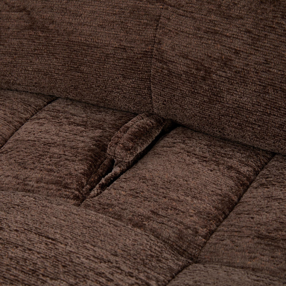 TIAM Canapé d'angle relax électrique en tissu matelassé marron - Angle gauche - Canapé relax - Mobilier Deco