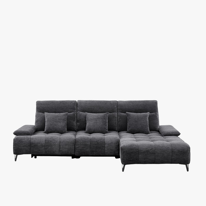 TIAM Canapé d'angle relax électrique en tissu matelassé noir - Angle droit