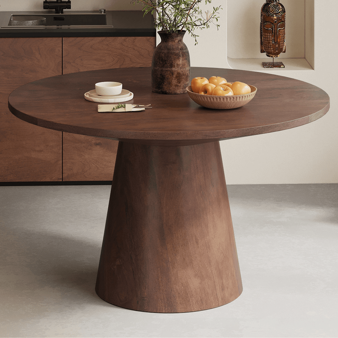 TOMMY - 130 Table à manger ronde en bois de manguier D130 cm - Table à manger - Mobilier Deco
