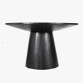 TOMMY - 130 Table à manger ronde en bois de manguier noir D130 cm