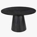 TOMMY - 130 Table à manger ronde en bois de manguier noir D130 cm