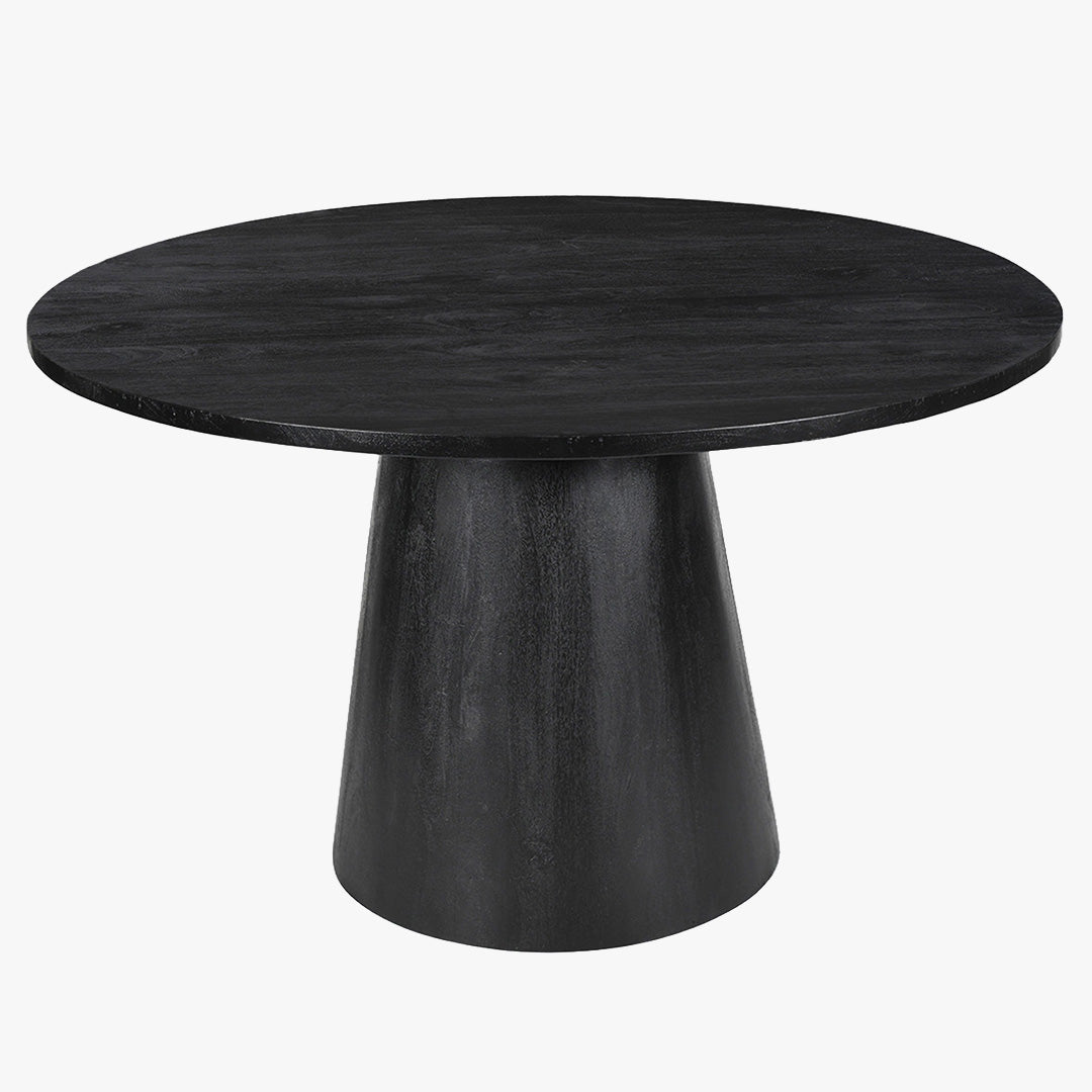 TOMMY - 130 Table à manger ronde en bois de manguier noir D130 cm - Table à manger - Mobilier Deco
