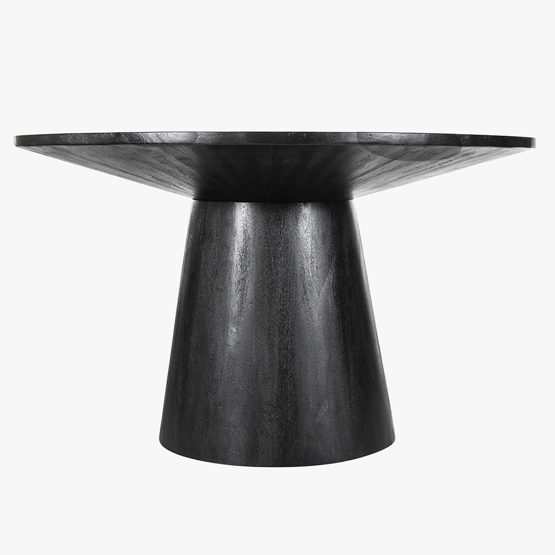TOMMY - 130 Table à manger ronde en bois de manguier noir D130 cm - Table à manger - Mobilier Deco
