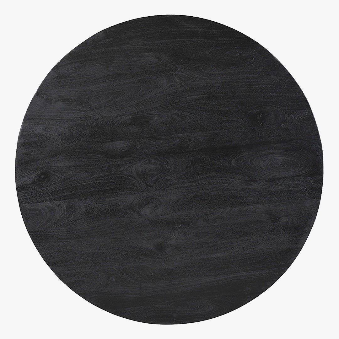 TOMMY - 130 Table à manger ronde en bois de manguier noir D130 cm - Table à manger - Mobilier Deco