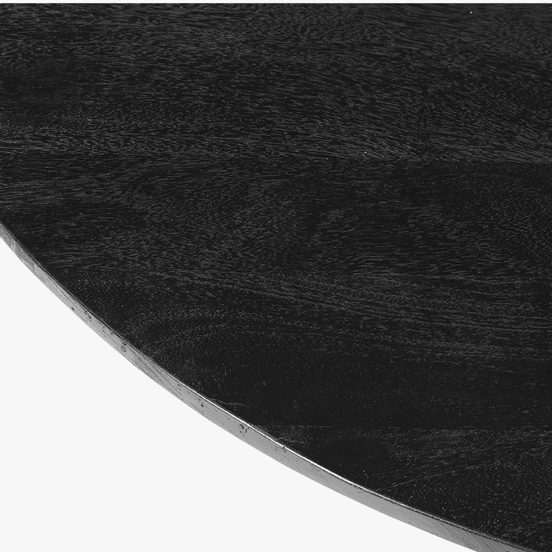 TOMMY - 130 Table à manger ronde en bois de manguier noir D130 cm - Table à manger - Mobilier Deco