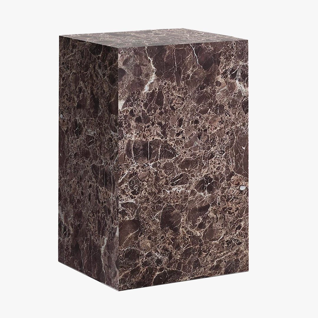 TRESA Table d'appoint en marbre d'ingénierie marron - Table basse - Mobilier Deco