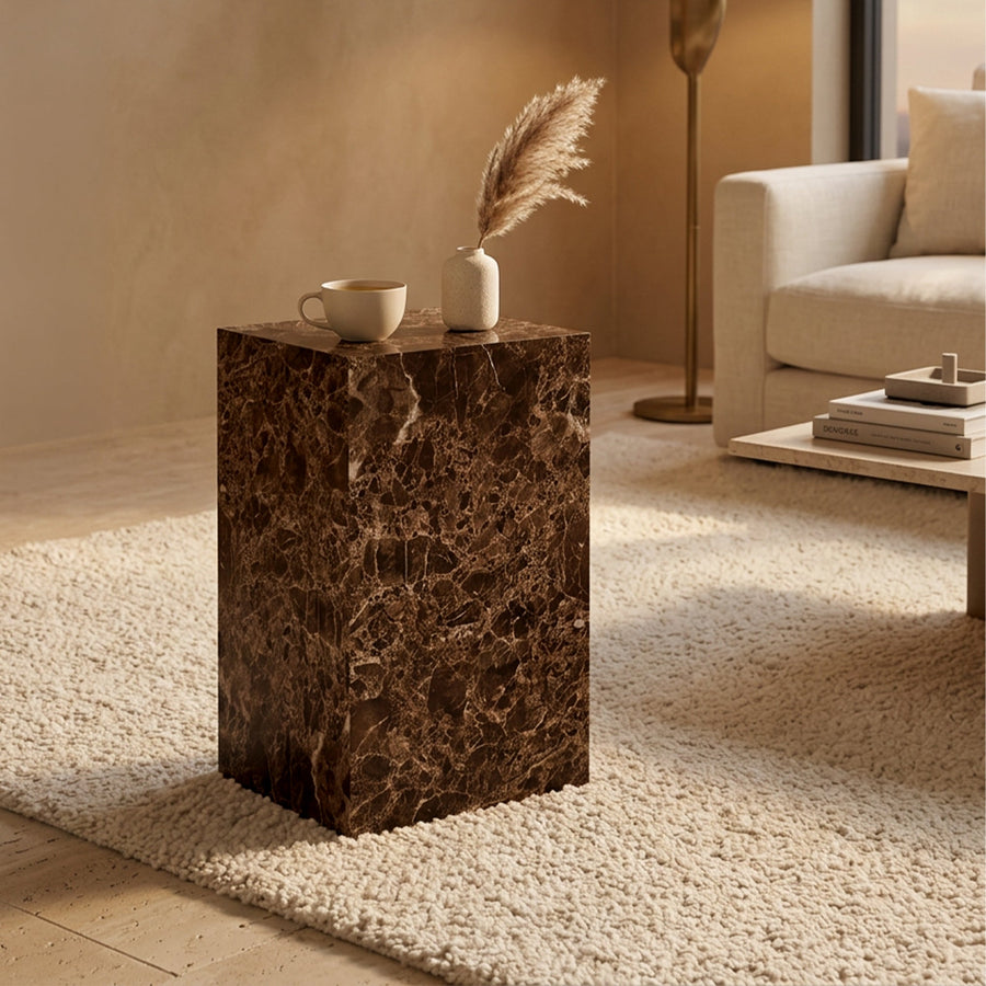 TRESA Table d'appoint en marbre d'ingénierie marron — aperçu vidéo