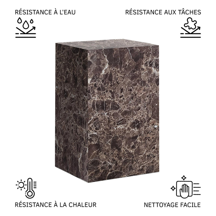 TRESA Table d'appoint en marbre d'ingénierie marron