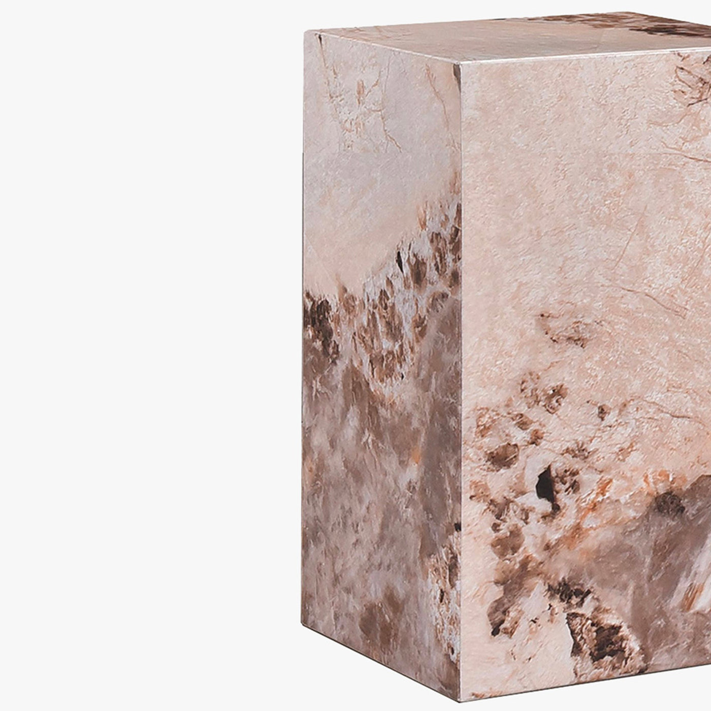 TRESA Table d'appoint marbre d'ingénierie beige et marron - Table basse - Mobilier Deco