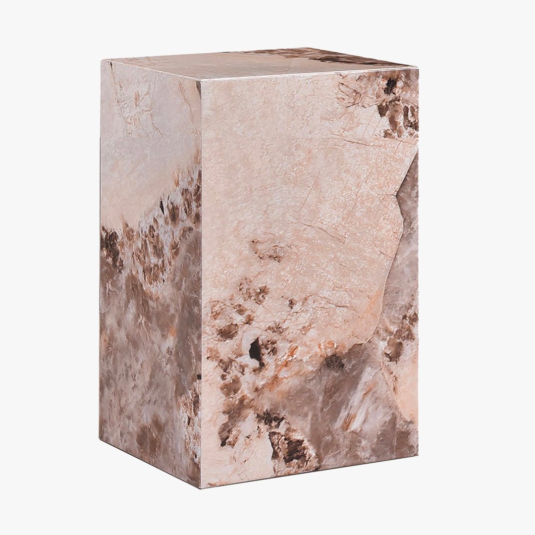 TRESA Table d'appoint marbre d'ingénierie beige et marron - Table basse - Mobilier Deco