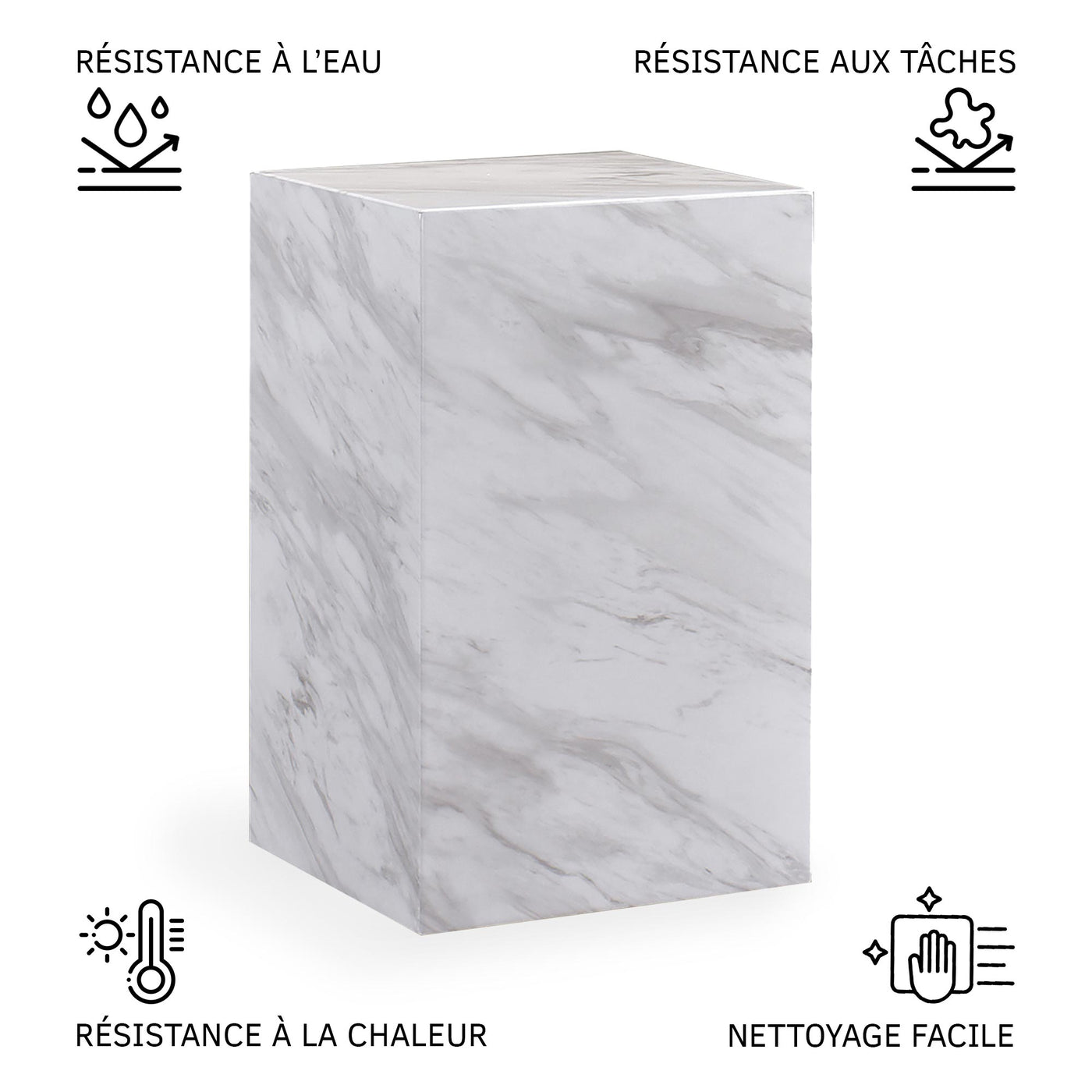 TRESA Table d'appoint marbre d'ingénierie blanc - Table basse - Mobilier Deco
