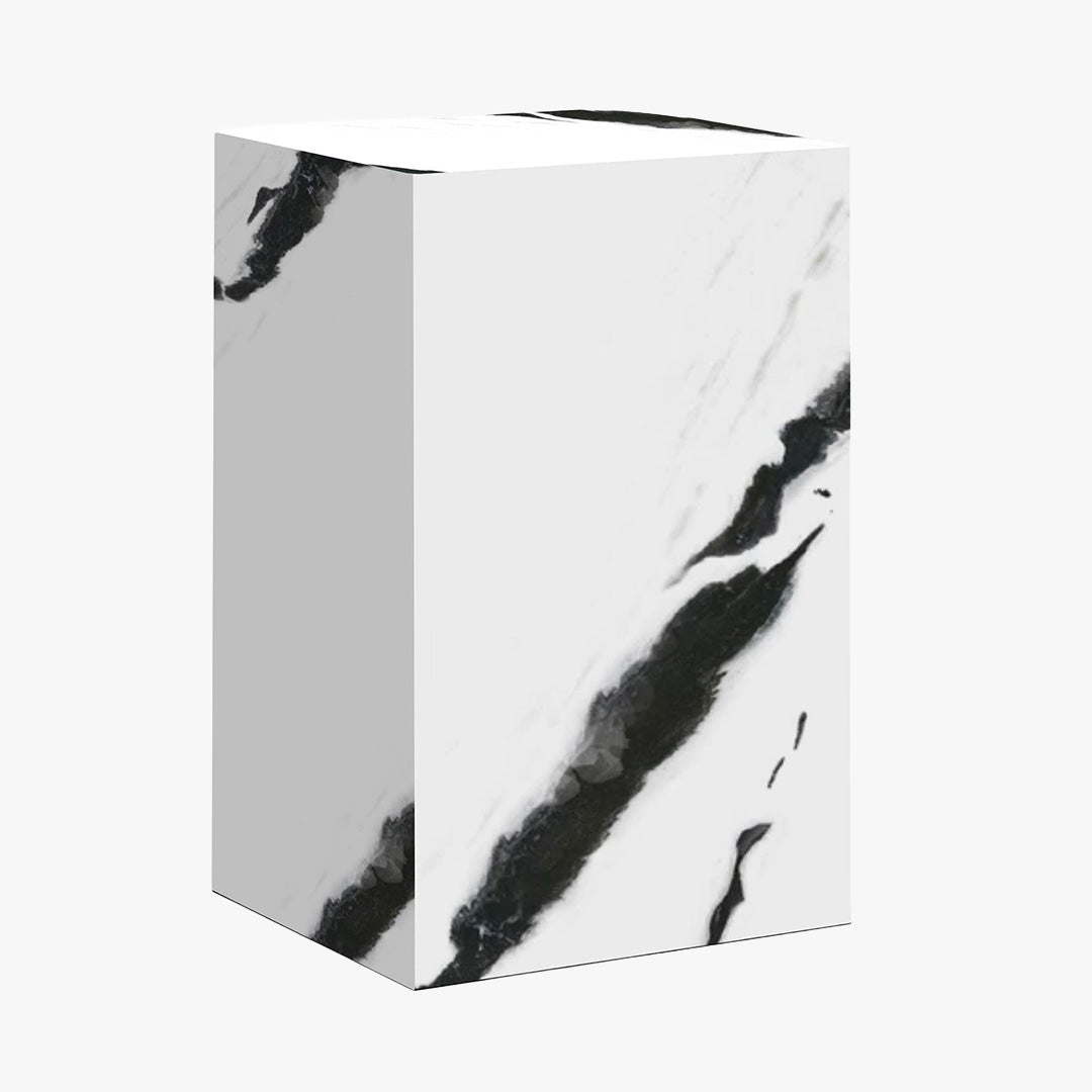 TRESA Table d'appoint marbre d'ingénierie blanc et noir - Table basse - Mobilier Deco
