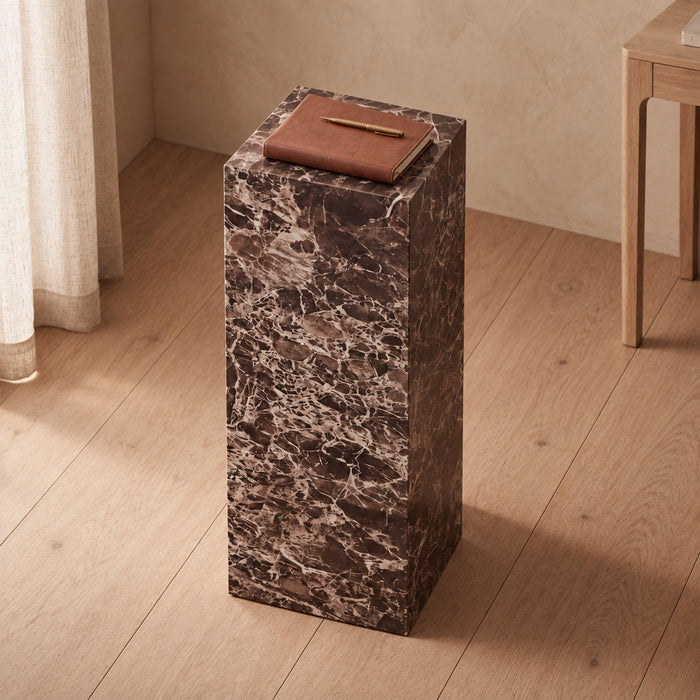 TRESA XL Table d'appoint marbre d'ingénierie marron Mobilier Deco