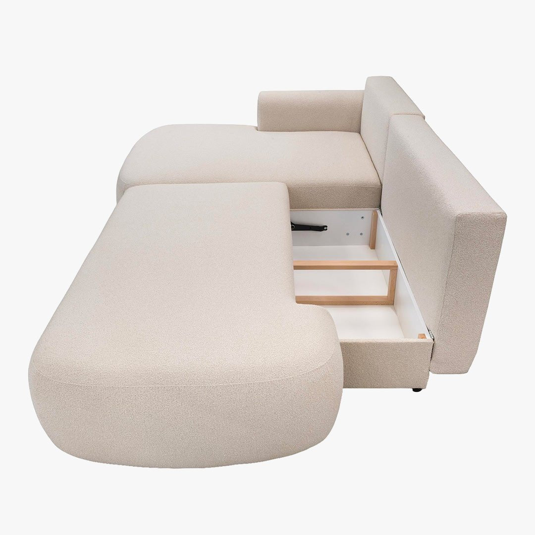 TYLAN Canapé d’angle convertible avec coffre effet peau de mouton - Angle gauche - Canapé d'angle convertible - Mobilier Deco
