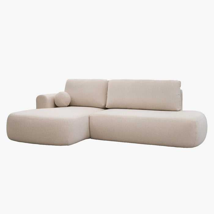 TYLAN Canapé d’angle convertible avec coffre effet peau de mouton beige - Angle gauche