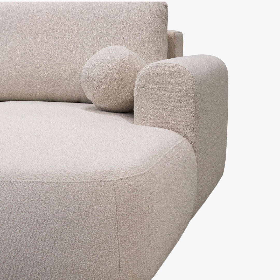 TYLAN Canapé d’angle convertible avec coffre effet peau de mouton écru - Angle droit - Canapé d'angle convertible - Mobilier Deco