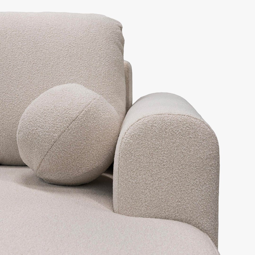 TYLAN Canapé d’angle convertible avec coffre effet peau de mouton écru - Angle droit - Canapé d'angle convertible - Mobilier Deco
