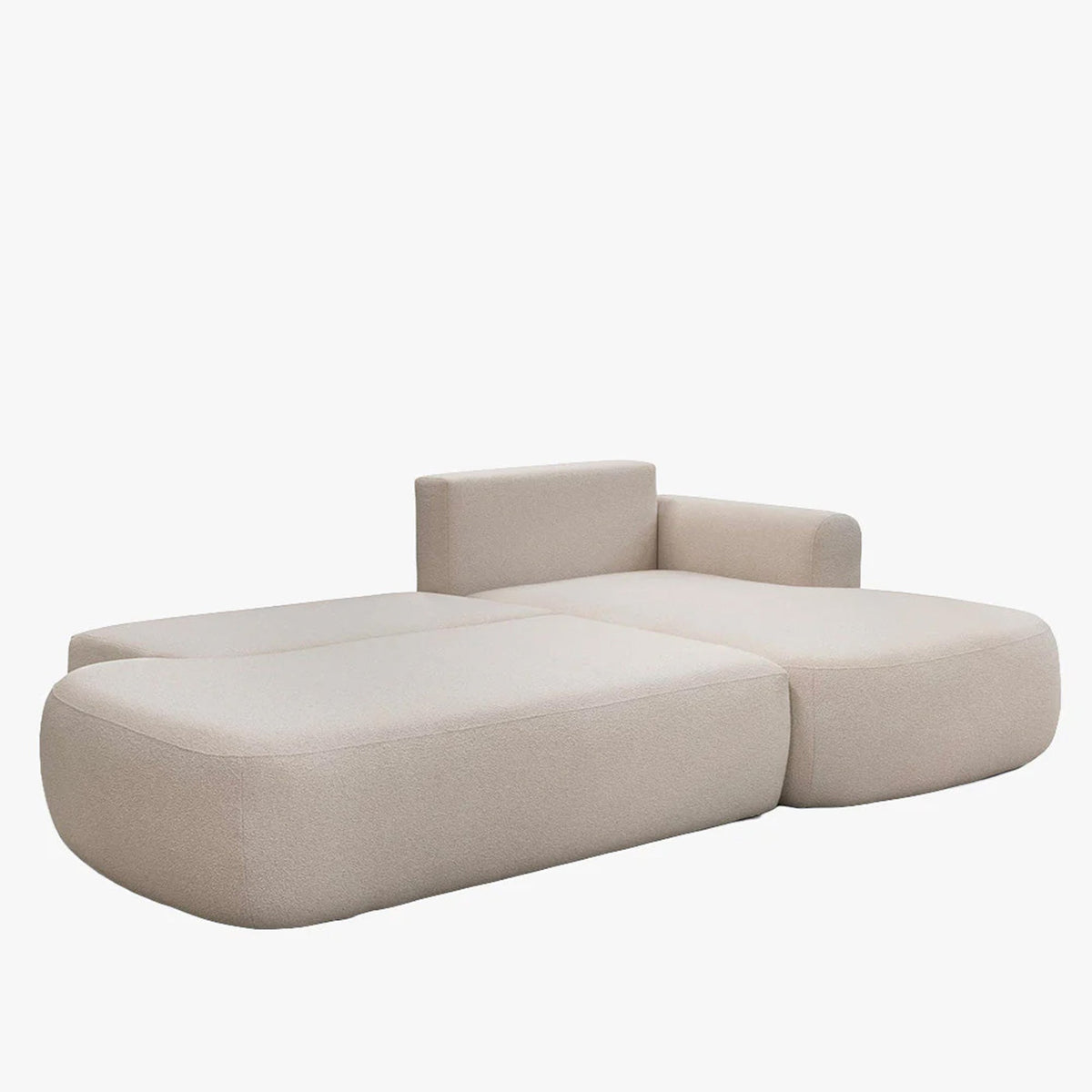 TYLAN Canapé d’angle convertible avec coffre effet peau de mouton écru - Angle droit - Canapé d'angle convertible - Mobilier Deco