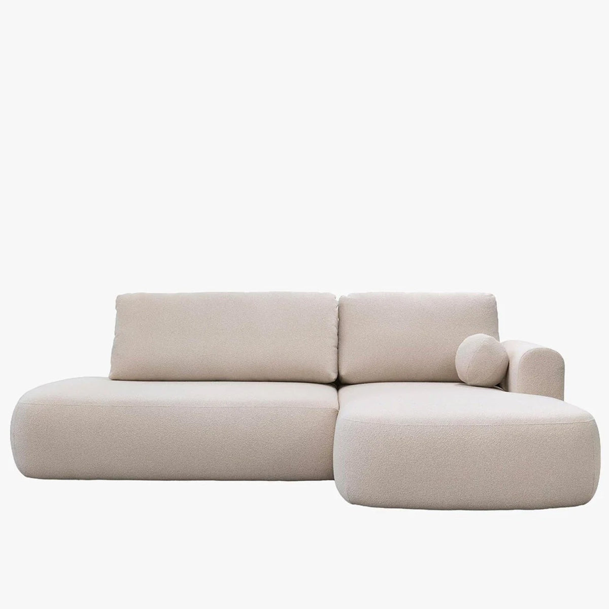 TYLAN Canapé d’angle convertible avec coffre effet peau de mouton écru - Angle droit - Canapé d'angle convertible - Mobilier Deco