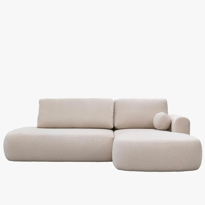 TYLAN Canapé d’angle convertible avec coffre effet peau de mouton écru - Angle droit