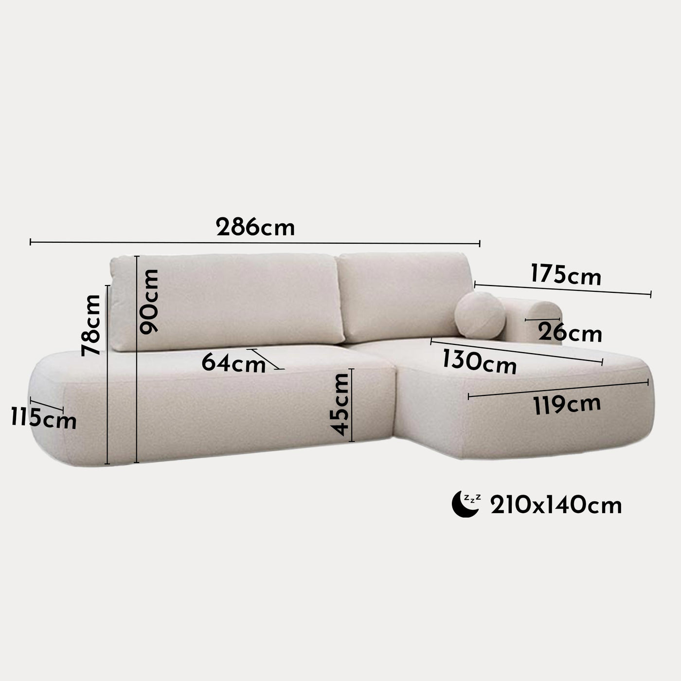 TYLAN Canapé d’angle convertible avec coffre effet peau de mouton écru - Angle droit - Canapé d'angle convertible - Mobilier Deco