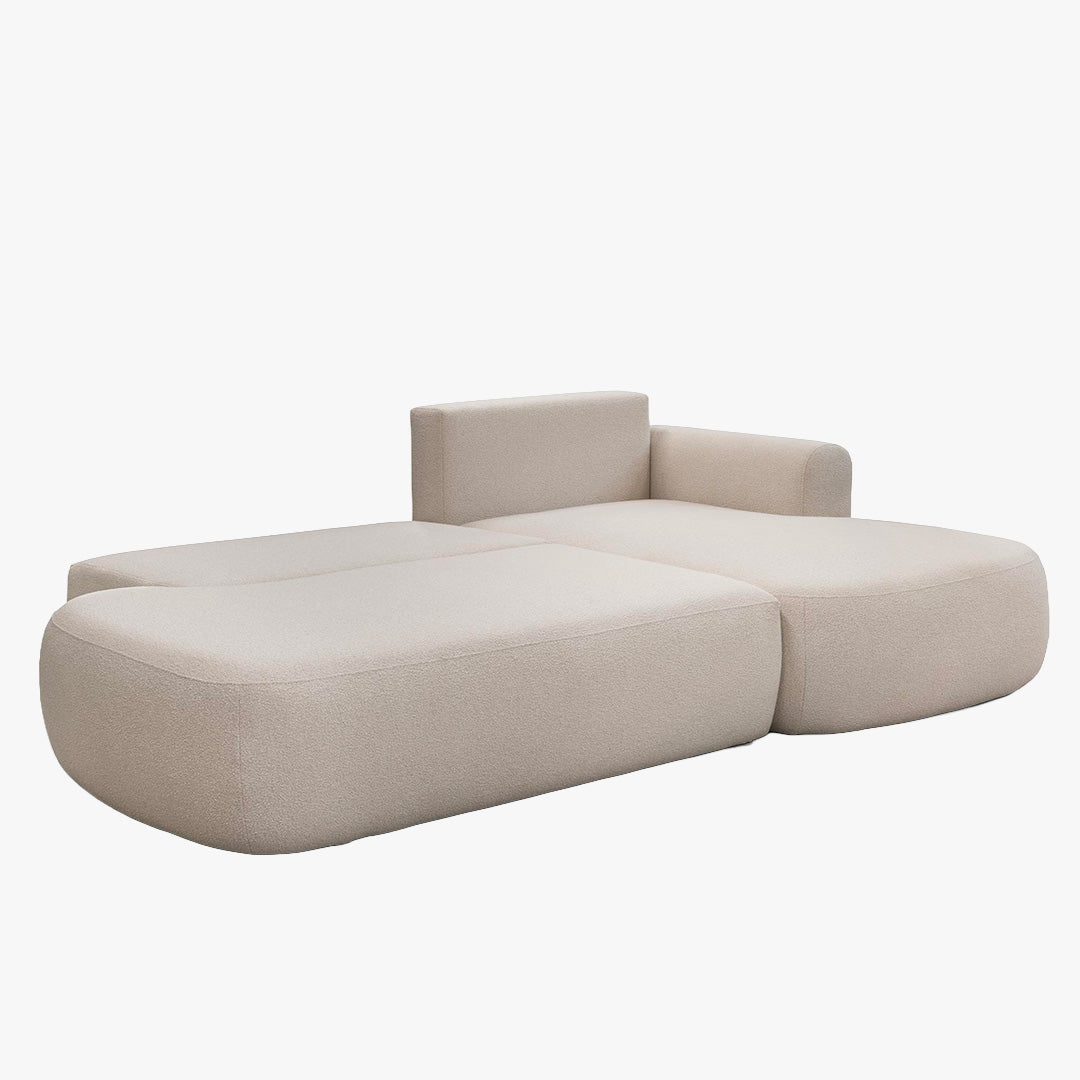 TYLAN Canapé d’angle convertible avec coffre effet peau de mouton écru - Angle droit - Canapé d'angle convertible - Mobilier Deco