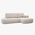 TYLAN Canapé d’angle convertible avec coffre effet peau de mouton écru - Angle droit