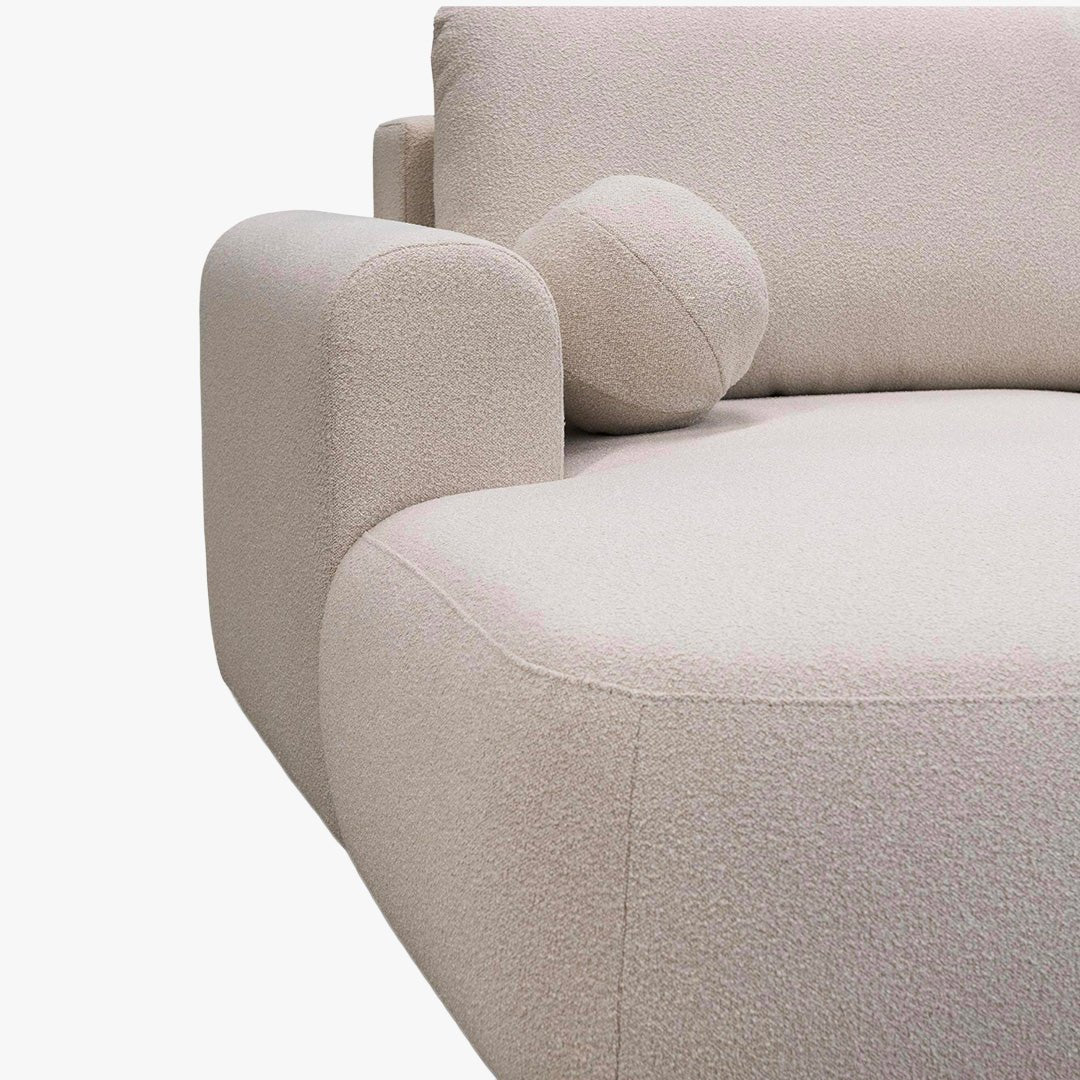 TYLAN Canapé d’angle convertible avec coffre effet peau de mouton écru - Angle gauche - Canapé d'angle convertible - Mobilier Deco